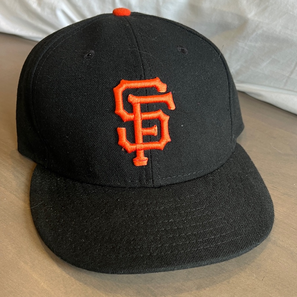 SAN FRANCISCO GIANTS NEW ERA WOOL FITTED HAT black/orange. Size 7.5